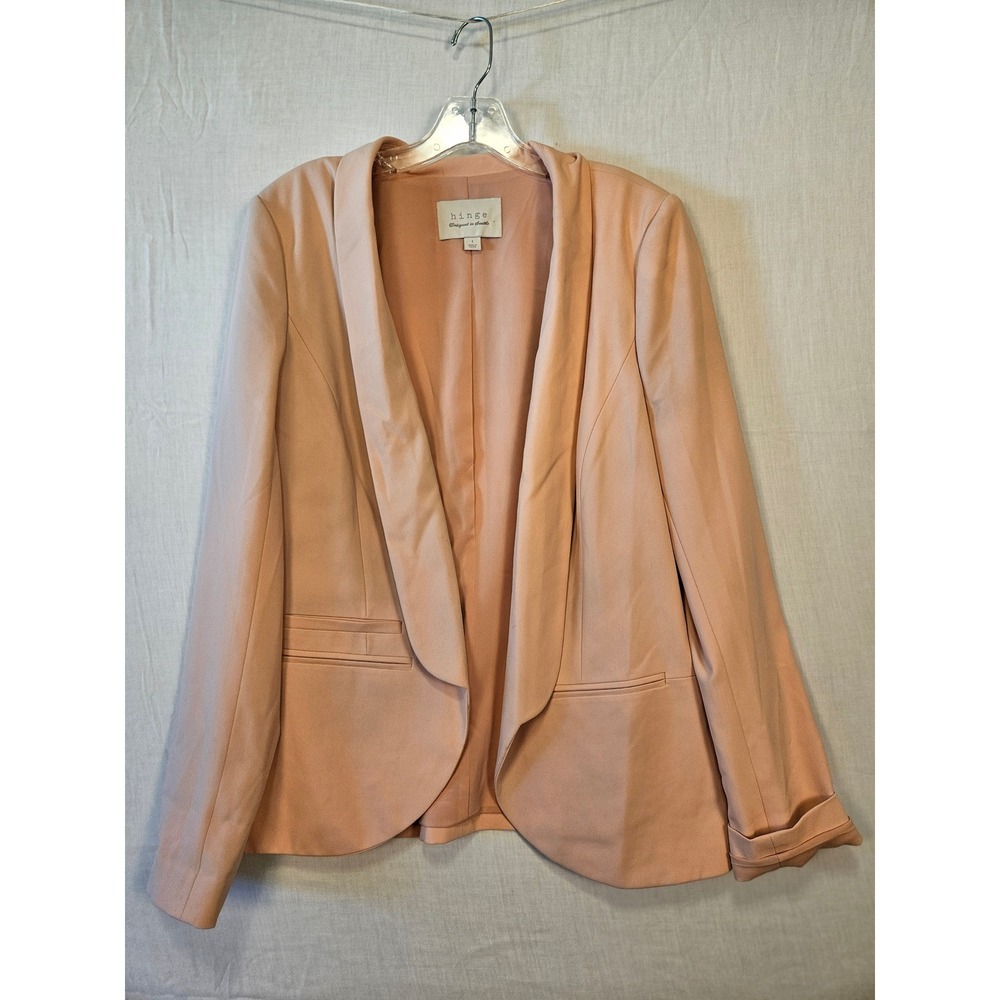 Hinge Womens Open Front Shawl Collar Blazer Peach HL277956 Size L